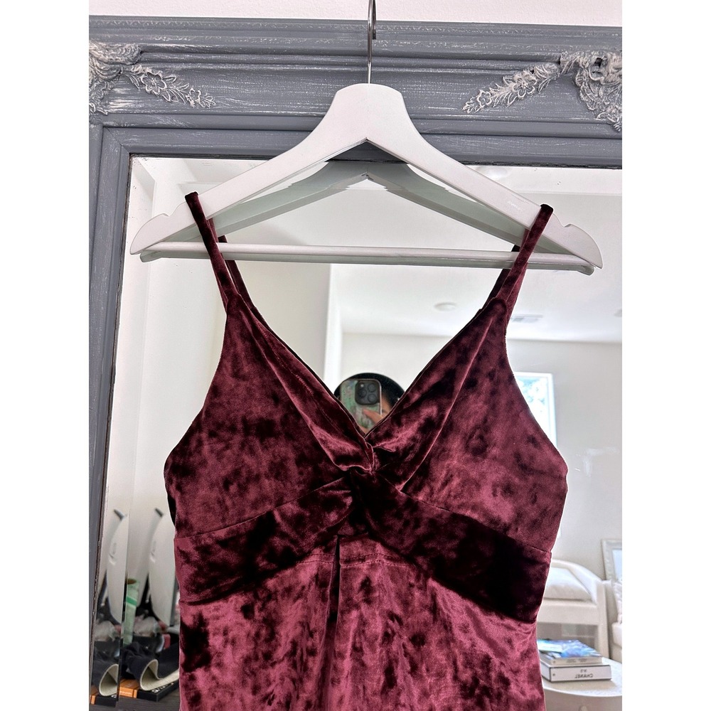 Free People Come Together Knot Twist Front Cutout Velvet Slip Mini Dress Mauve S - Picture 8 of 13